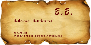Babicz Barbara névjegykártya
